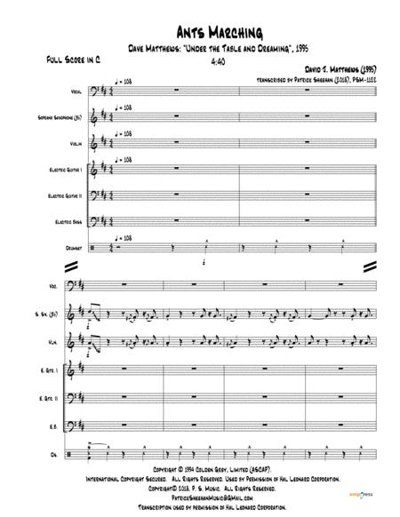 Free Sheet Music Ants Marching Dave Matthews Band Full Score Set Of Parts