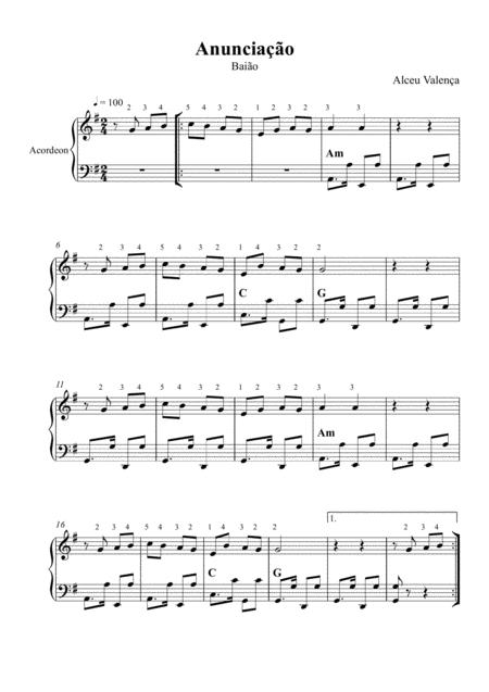 Anunciao Alceu Valena Partitura Para Acordeon Sheet Music For Accordion Sheet Music