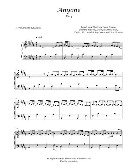 Anyone Demi Lovato Sheet Music Easy Piano Sheet Music