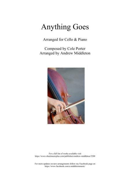 Free Sheet Music Anything Goes Arranged For Cello And Piano