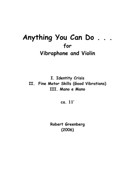 Free Sheet Music Anything You Can Do For Violin And Vibraphone