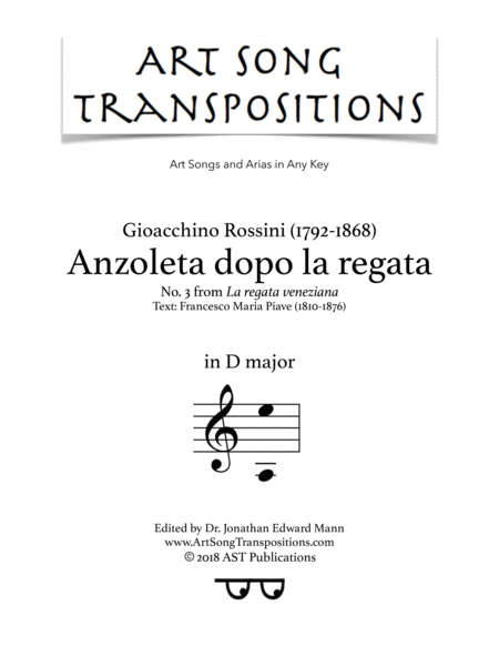 Free Sheet Music Anzoleta Dopo La Regata D Major