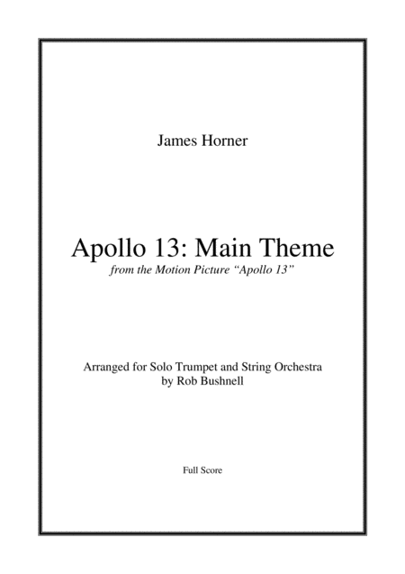 Apollo 13 Main Theme James Horner Solo Trumpet And String Orchestra Sheet Music