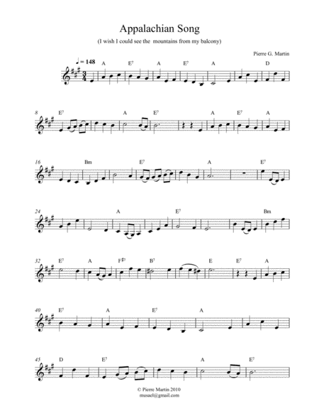 Appalachian Song Violin Guitar Sheet Music