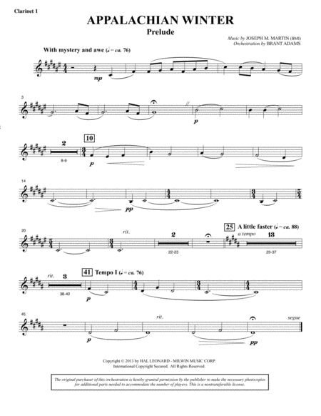 Free Sheet Music Appalachian Winter A Cantata For Christmas Bb Clarinet 1