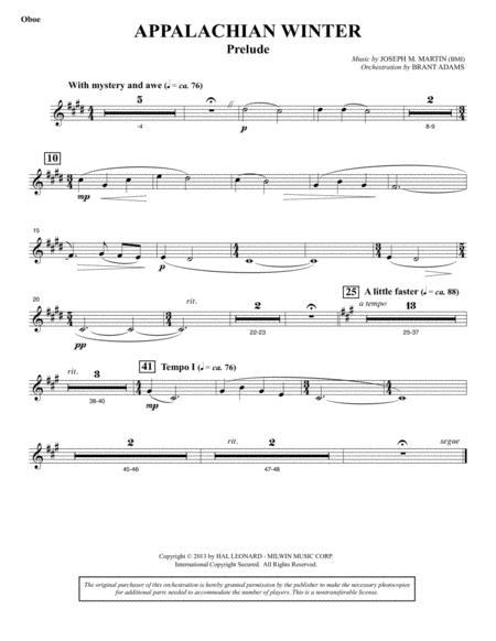 Free Sheet Music Appalachian Winter A Cantata For Christmas Oboe