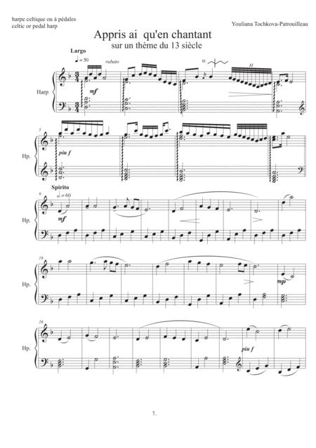 Appri Ai Qu En Chantant Harp Solo Sheet Music