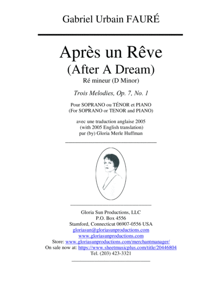Apres Un Reve D Min P Voc New English W French Tuscan Sheet Music