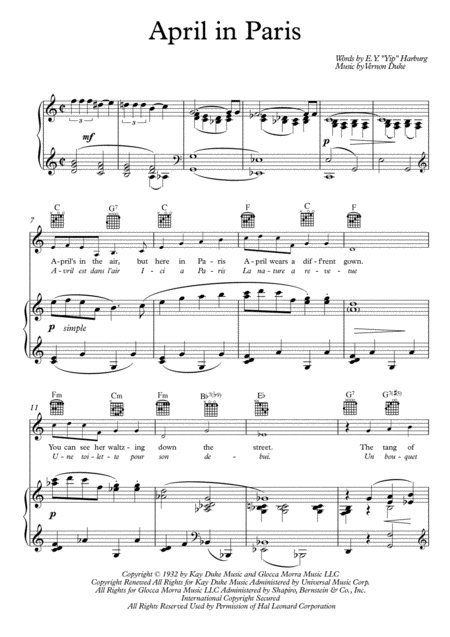 April In Paris Violin Piano Duet Sheet Music