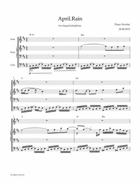 April Rain For Harp Cello And Flute Sheet Music