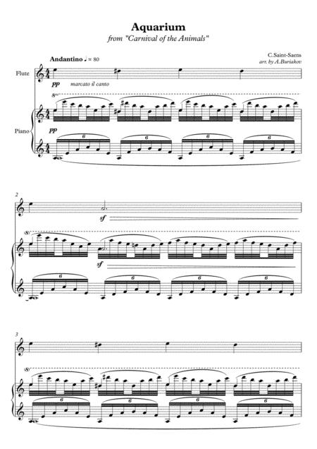 Free Sheet Music Aquarium From Carnival Of The Animals Flute