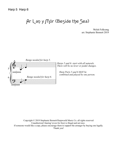 Ar Lan Y Mr Beside The Sea Harp 5 6 For Ensemble Sheet Music