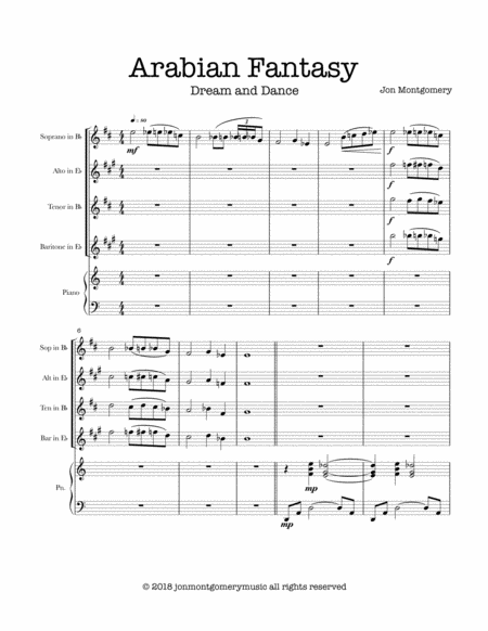 Arabian Fantasy For Saxophone Quartet Sheet Music