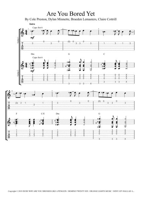 Are You Bored Yet Feat Clairo Duet Guitar Tablature Sheet Music