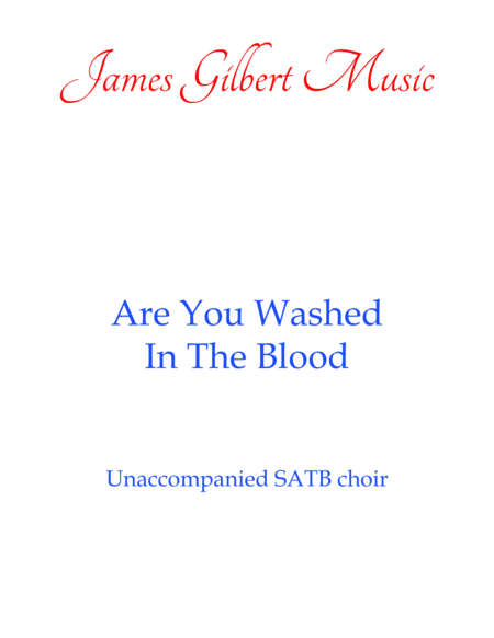 Are You Washed In The Blood Ch29 Sheet Music