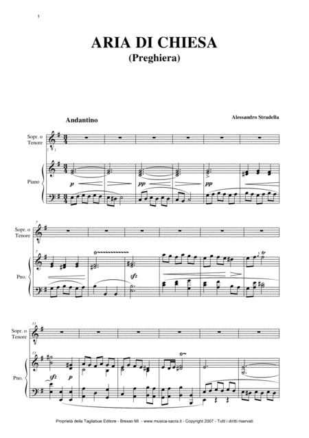 Free Sheet Music Aria Di Chiesa Piet Signore For Tenor Or Soprano And Piano