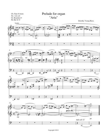 Aria Prelude For Organ Sheet Music