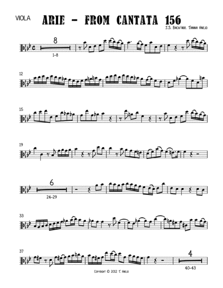 Arie From Cantata 156 String Quartet Sheet Music