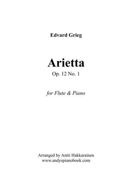 Arietta Op 12 No 1 From Lyric Pieces Flute Piano Sheet Music