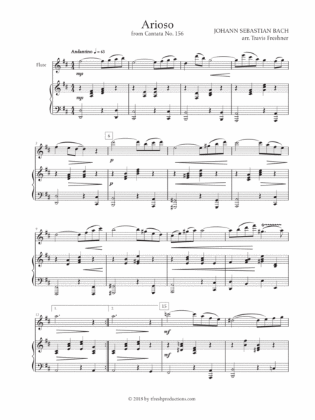 Free Sheet Music Arioso From Cantata No 156 Flute