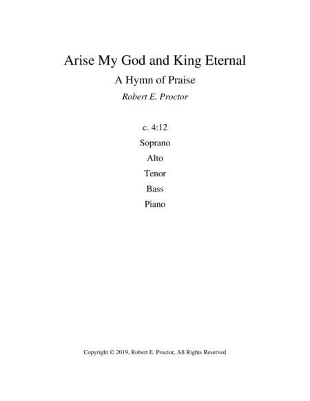 Free Sheet Music Arise My God And King Eternal For Satb Choir And Piano