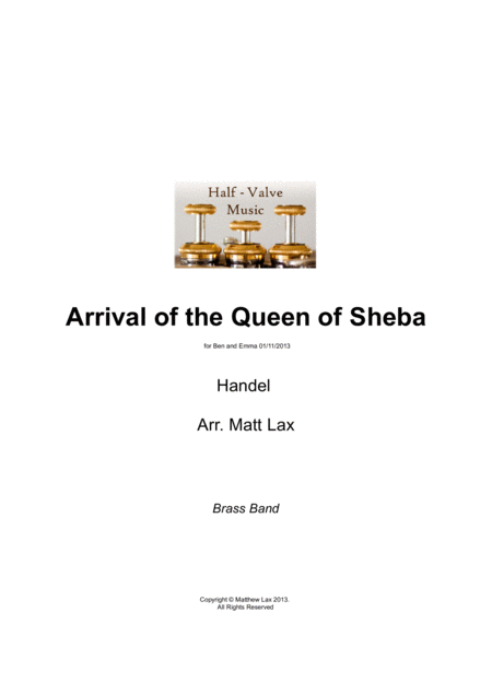 Free Sheet Music Arrival Of The Queen Of Sheba Brass Band