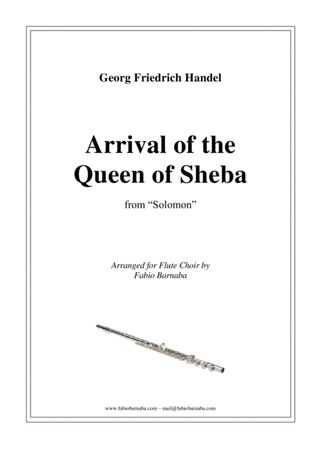 Free Sheet Music Arrival Of The Queen Of Sheba For Flute Choir