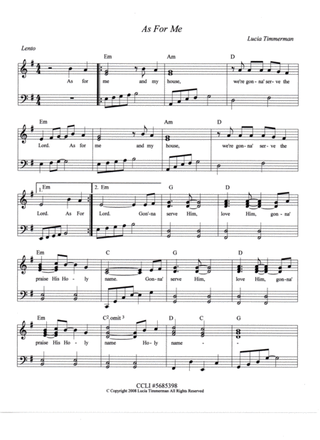 Free Sheet Music As For Me