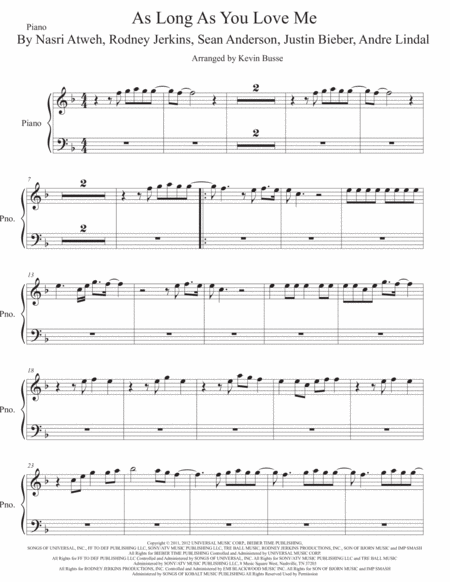 As Long As You Love Me Piano Sheet Music