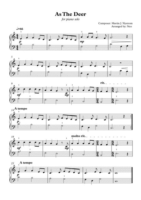 Free Sheet Music As The Deer For Piano Solo Beginners