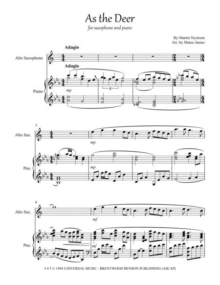 Free Sheet Music As The Deer Sax And Piano