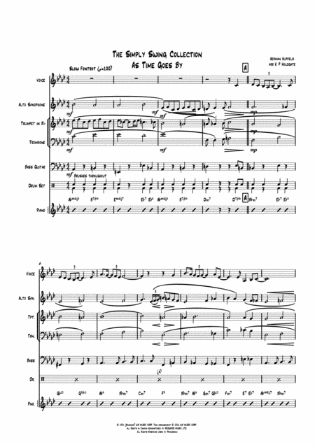 Free Sheet Music As Time Goes By Vocal 6 Piece Jazz Combo 3 Horns