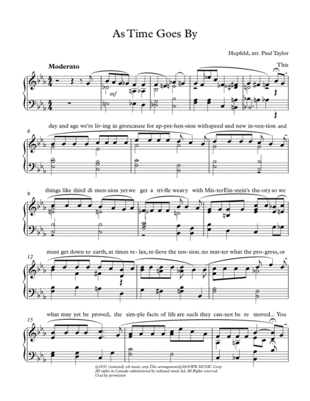 Free Sheet Music As Time Goes By