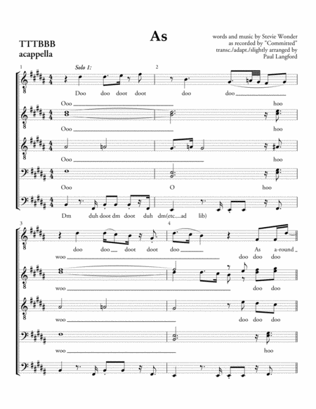 Free Sheet Music As Ttbb Acappella