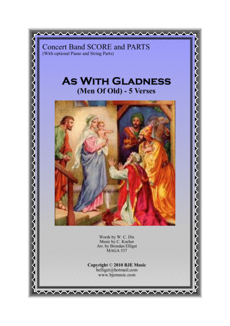 As With Gladness Men Of Old Concert Band With Optional Strings Score And Parts Pdf Sheet Music