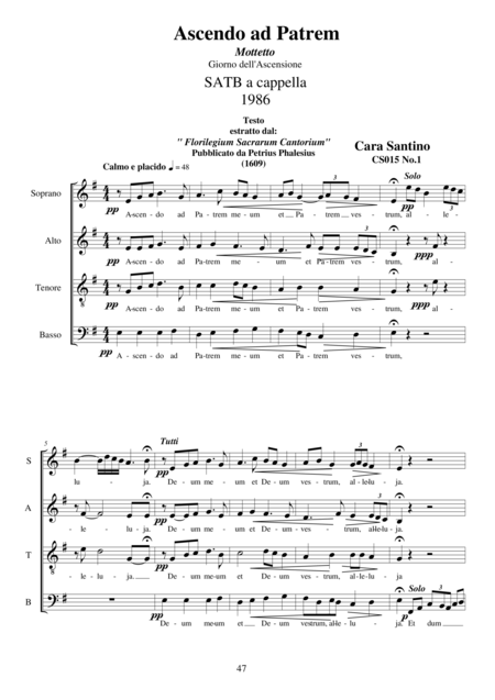 Ascendo Ad Patrem Motet For Choir Satb A Cappella Sheet Music