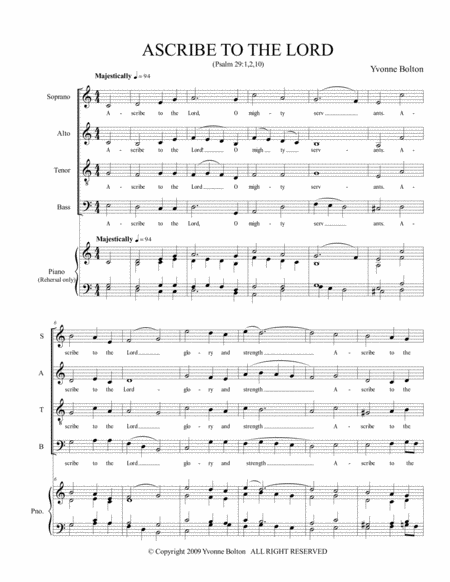 Free Sheet Music Ascribe To The Lord