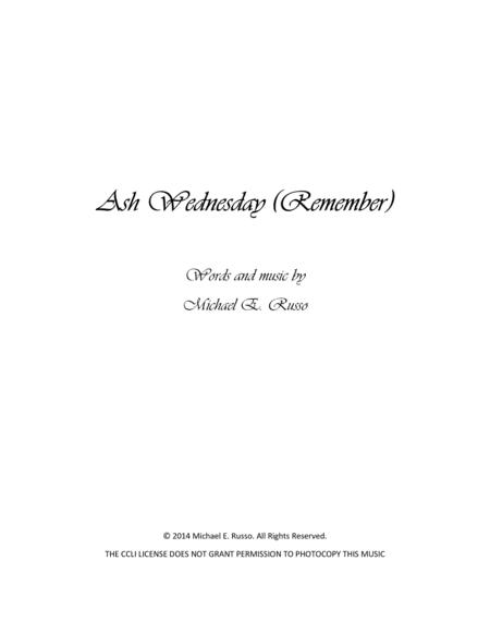 Free Sheet Music Ash Wednesday Remember