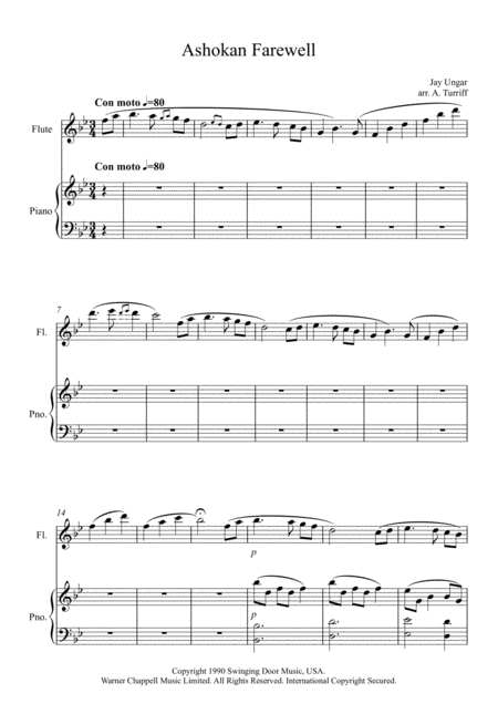 Ashokan Farewell For Flute And Piano Sheet Music