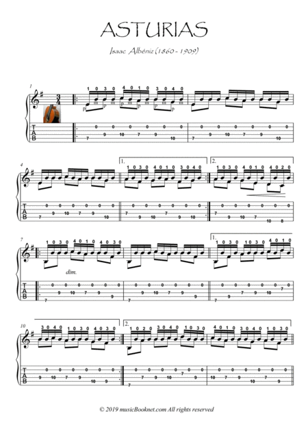 Free Sheet Music Asturias Leyenda By Albeniz Guitar Solo