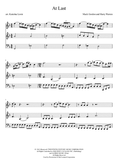 Free Sheet Music At Last Violin 1 Violin 2 Cello