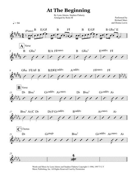 At The Beginning Lead Sheet Performed By Richard Marx And Donna Lewis Sheet Music