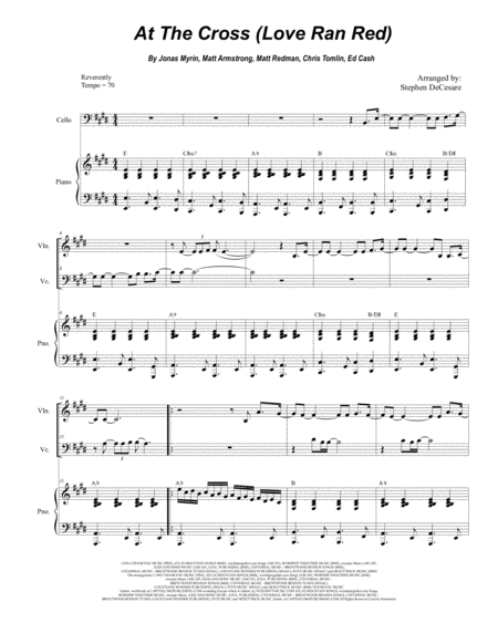 Free Sheet Music At The Cross Love Ran Red Duet For Violin And Cello