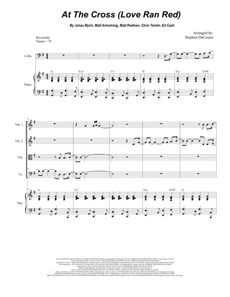 At The Cross Love Ran Red For String Quartet And Piano Sheet Music