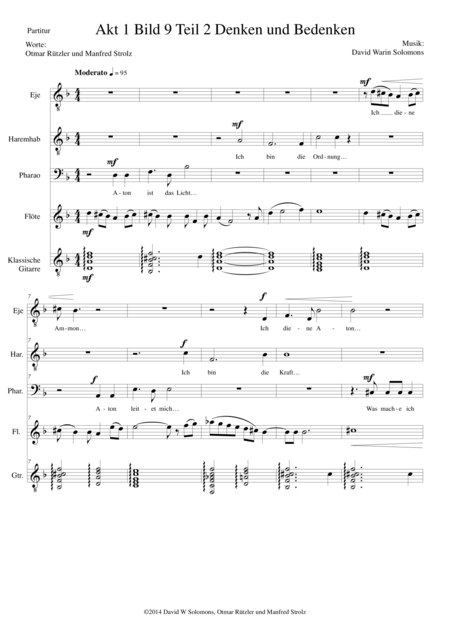 Aton Part 13 Denken Und Bedenken 2 Tenor Voices 1 Bass Voice Flute Classical Guitar Sheet Music