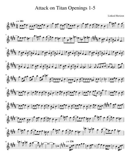 Free Sheet Music Attack On Titan Openings 1 5