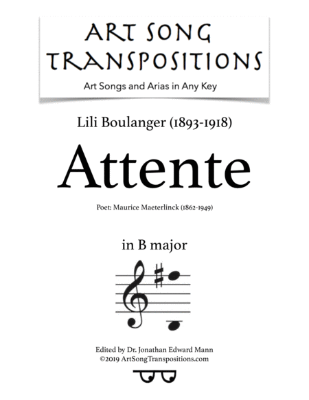 Attente Transposed To B Major Sheet Music