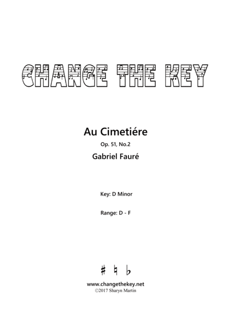 Au Cimetiere D Minor Sheet Music