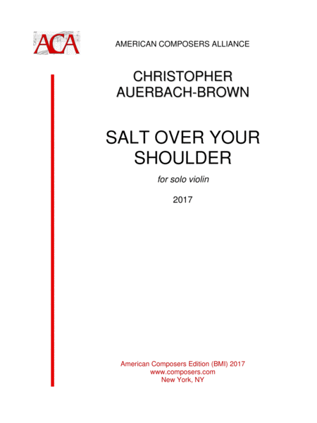 Auerbach Brown Salt Over Your Shoulder Sheet Music