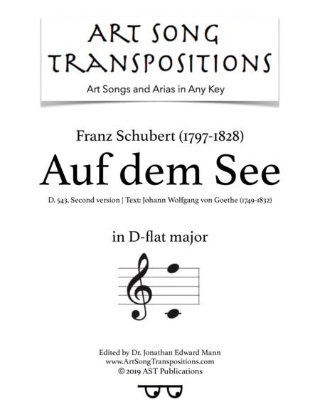 Free Sheet Music Auf Dem See D 543 D Flat Major Second Version